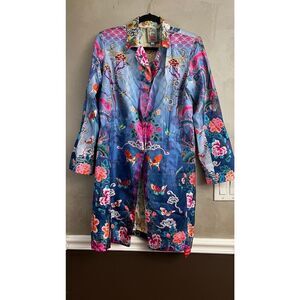 Johnny Was Silk Floral Blazer Jacket Small S NEW